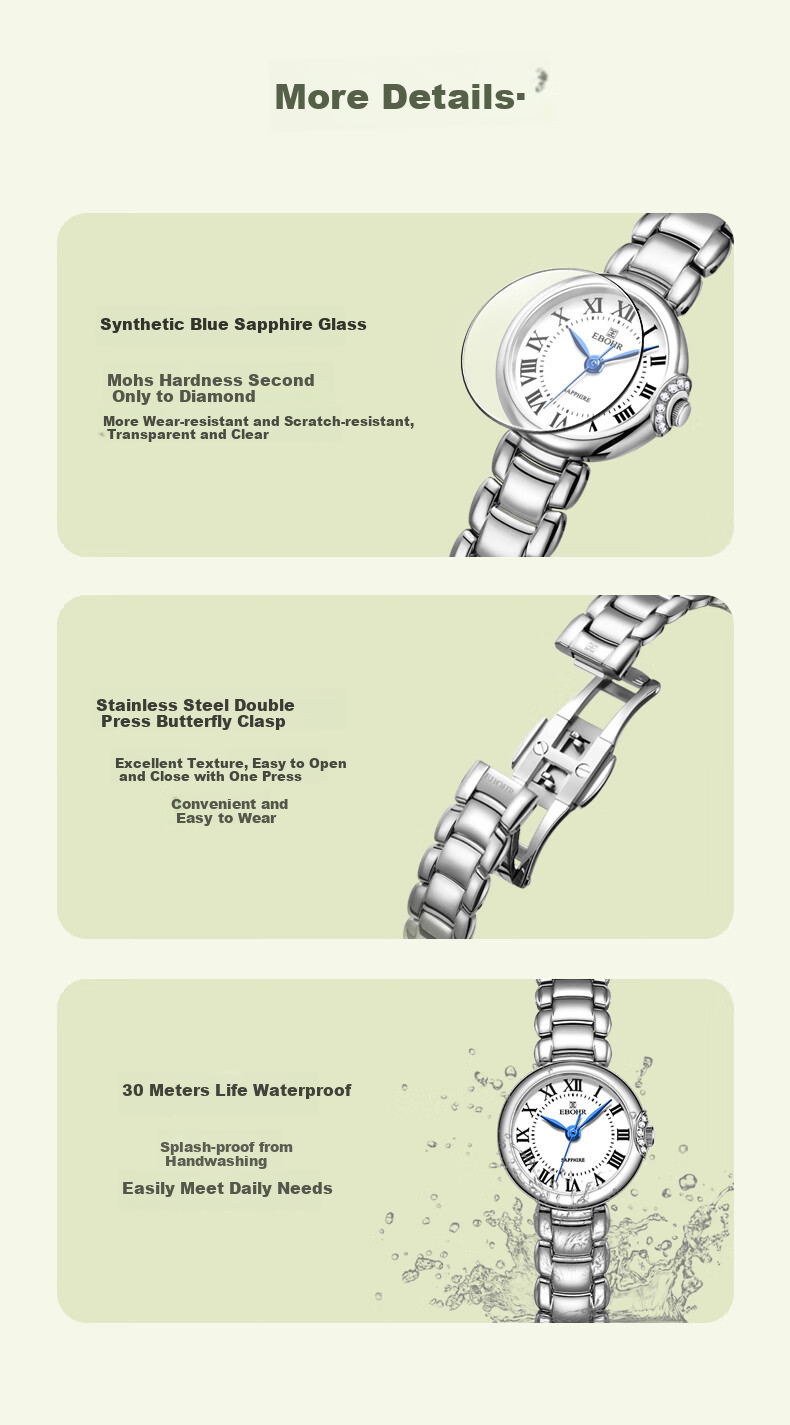 EBOHR Women's Watch, Kana Series, Gift for Girlfriend, Small Round Watch, Ladies Quartz Wristwatch, Birthday And Mid-Autumn Festival Gift, 51801426 12