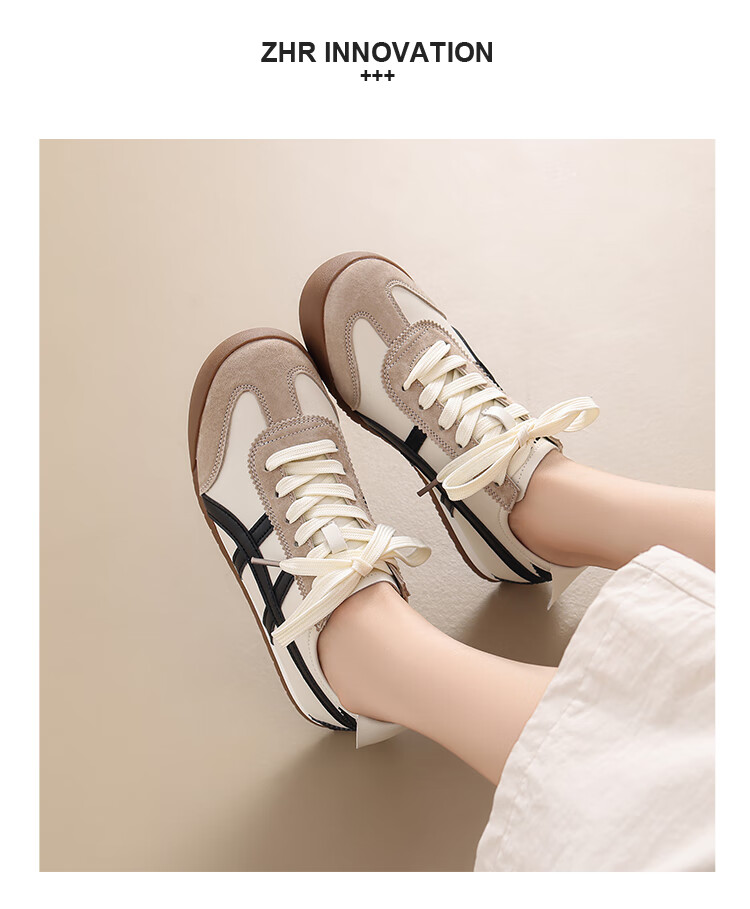 ZHR Ballet Flats for Women, Versatile Lightweight Sports Shoes, Comfortable Flat Casual Shoes, Thin-Soled Genuine Leather Forrest Gump White Sneakers 11