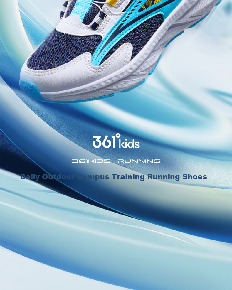 361° Children's Shoes, Kids' Running Shoes for All Seasons, Boys And Girls Aged 3-14, All-Purpose Rotary Buckle Lightweight Cushioning Running Shoes, Blue Size 38 10