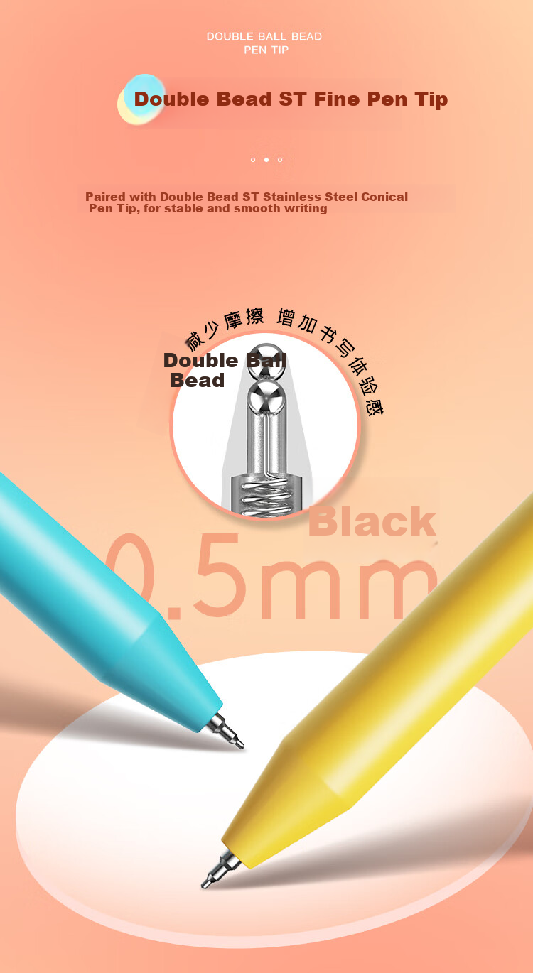 COMIX Quiet Retractable Gel Pen, Brown Barrel, 0.5mm Double Ball ST Tip, Black, 12 Pens/box, CPGP003 4