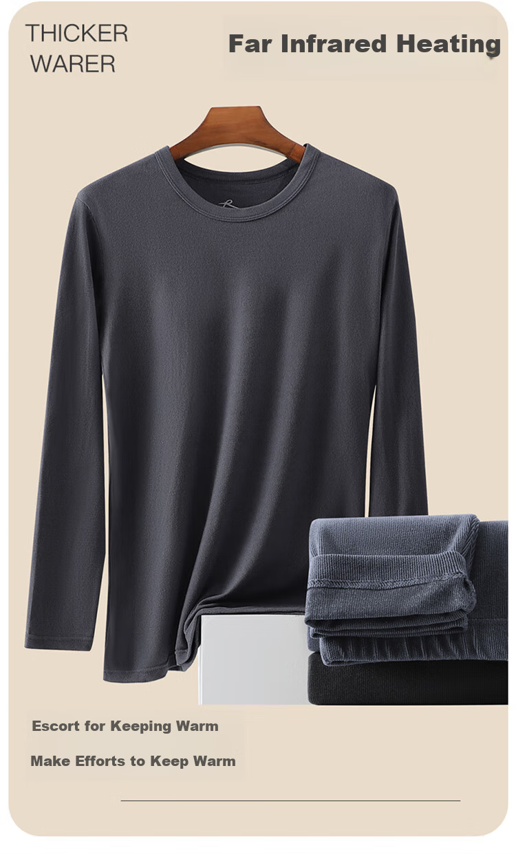 LangSha [Fall New Arrival] Men's Thermal Underwear Set, Antibacterial Thin Spring And Autumn Couple's Antibacterial Warm Base Layer 3