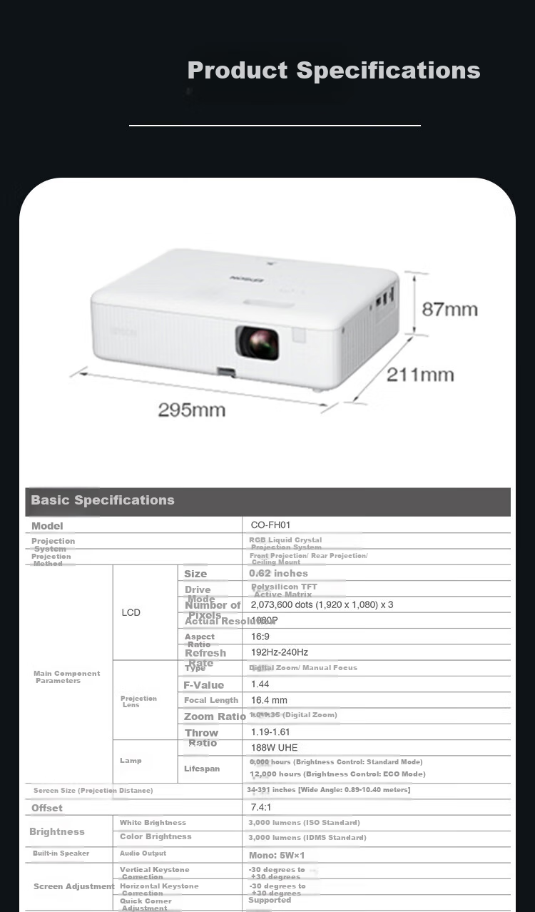 Epson CO-W01 Office Projector Home And Commercial Projector Recommended for Online Classes Portable Smart Theater (3000 Lumens High Definition Two-Year Warranty) 11