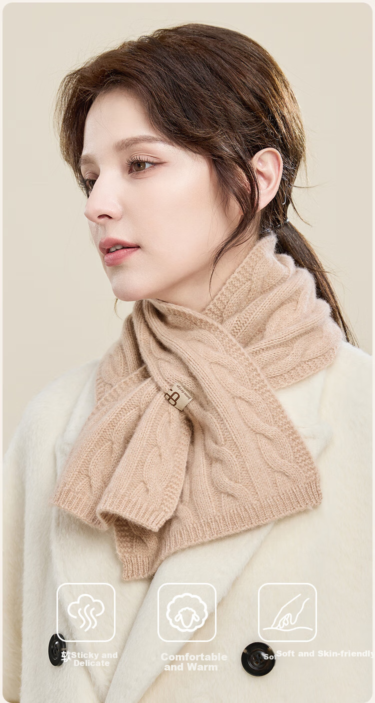 JIUMU Cashmere Scarf for Women, Autumn And Winter Wool Warm Neck Warmer, Gift Box Set for National Day Birthday Present 5