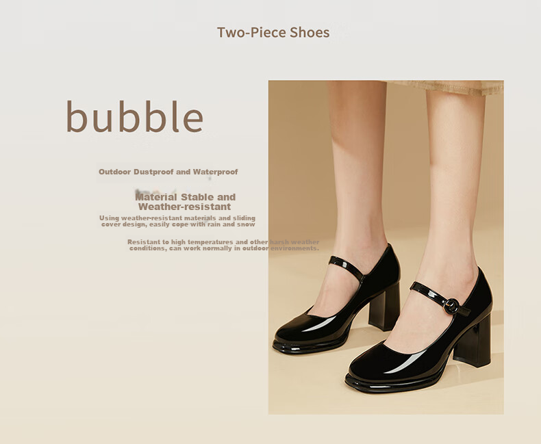 DAPHNE French Chunky Heel Mary Jane Women's Shoes, Square Toe Elegant High Heels, Ankle Strap Pumps 4623101161 Black 35 2