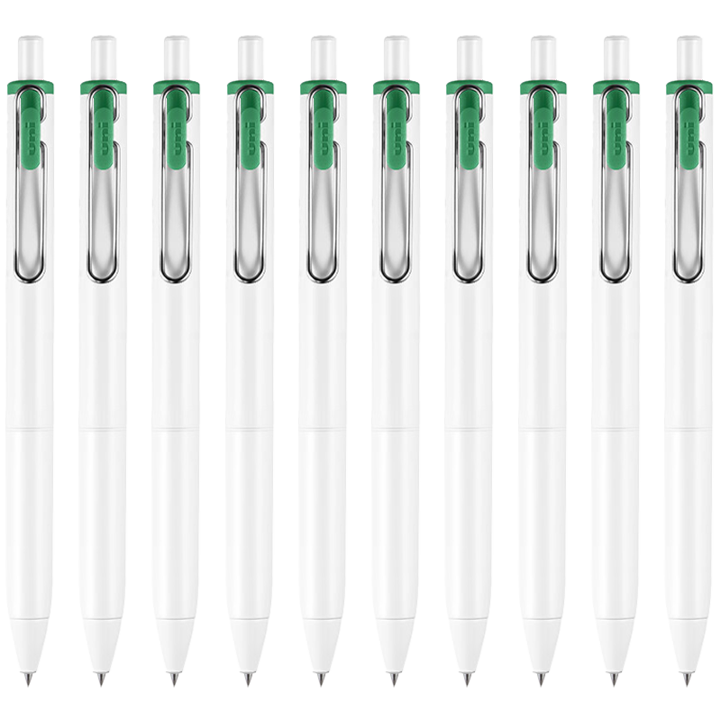 Uni-Mitsubishi Uni-Ball One Series Small Concentric Green Gel Pen, High Aesthetic Value, 0.38mm Signing Pen, UMN-S 10 Pieces