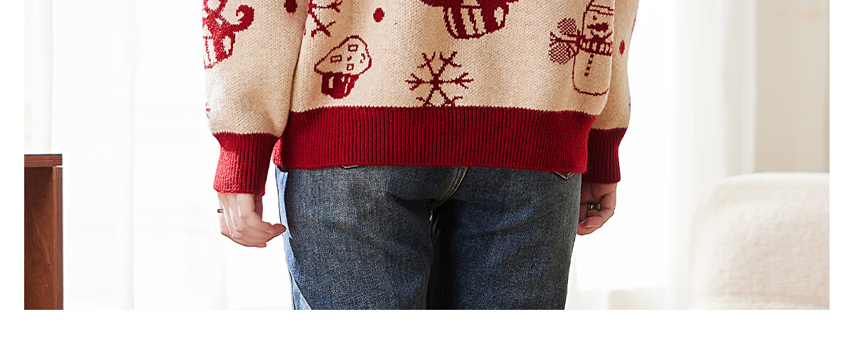 PinCai Knitted Sweater for Women, Round Neck, Retro And Gentle, Suitable for Outdoor Wear, Christmas Style, Lazy And Soft Knit Sweater P144Z9008 31