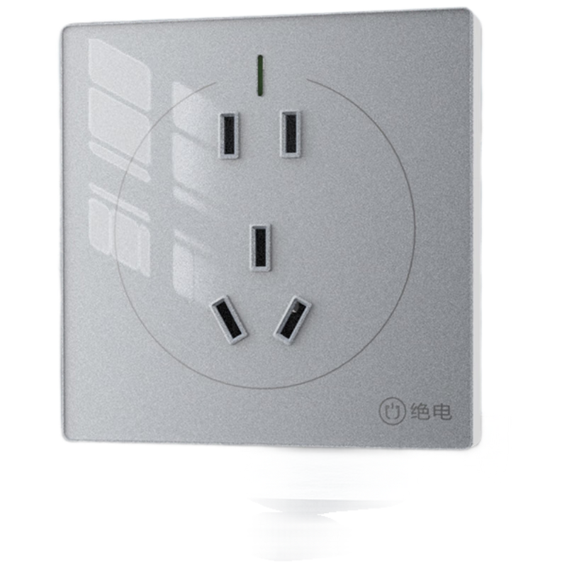 Juedian Waterproof Switch Socket, Tempered Glass Panel High-End Elegant, New National Standard 86-Type Household, 10A Five-Hole Water And Steam Resistant, Light Series Starry Gray
