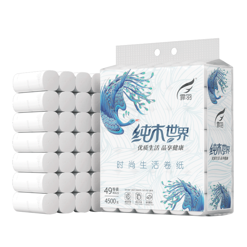 Feiyu Coreless Toilet Paper, 4-Ply, 91g*49 Rolls, Household Tissue Paper, Bathroom Roll Paper, Toilet Paper, FY-8818