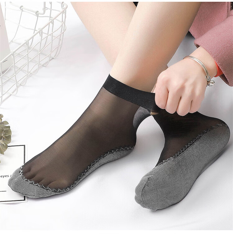 LangSha Silk Stockings, Short 6 Pairs, Spring And Summer Thin Style Women's Socks, Flesh Color Mid-Calf, Reinforced Sole, Non-Slip Short Socks, One Size Fits All, 6 Pairs Per Pack 15