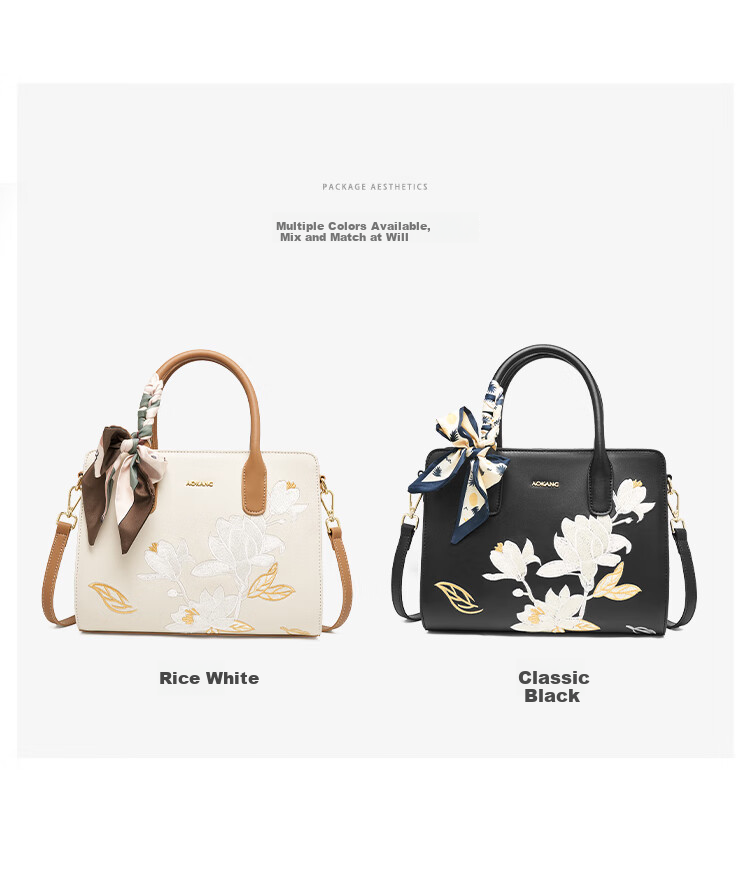 Aokang Women's Handbag, Trendy Cowhide Embroidered Tote Bag, Light Luxury Crossbody Shoulder Bag, Birthday Mother's Day Gift for Mom Or Wife 10