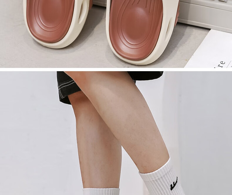 Huameijianbu Men's Sports Slippers, Quiet Non-Slip Indoor Thick-Soled Outdoor Sandals HM2439 Black And Orange Size 44-45 19