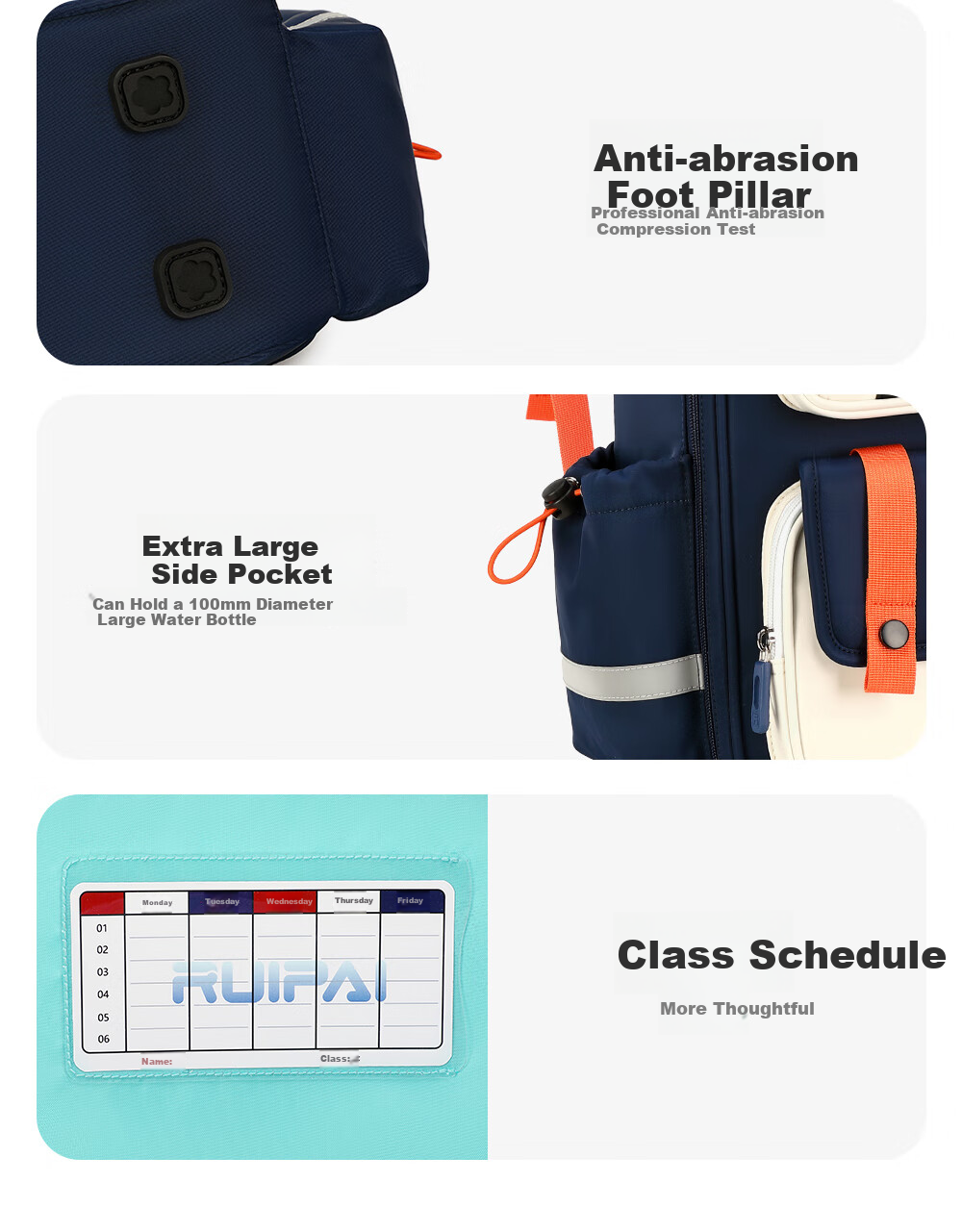 RUiPAi Backpack for Primary School Students, Boys And Girls, Spine And Shoulder Protection, Grades 1-3 Bouncy Bionic Design, Weight Reduction, Breathable And Comfortable 21