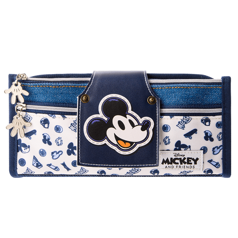Disney Elementary School Pencil Case Large Capacity Storage Bag Pencil Pouch Stationery Box Graduation Gift Trendy Cowboy Mickey Light Blue