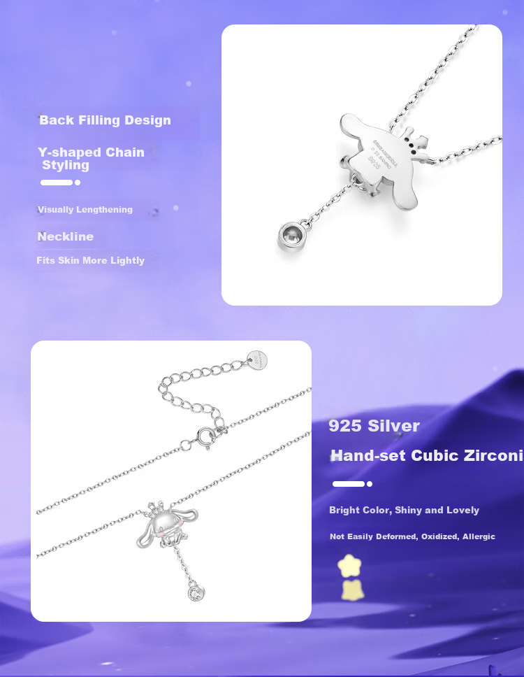 Chaosehui Sanrio Cinnamoroll Pure Silver Necklace, Birthday Gift for Women, High-End Niche Luxury Gift Box 3031 8