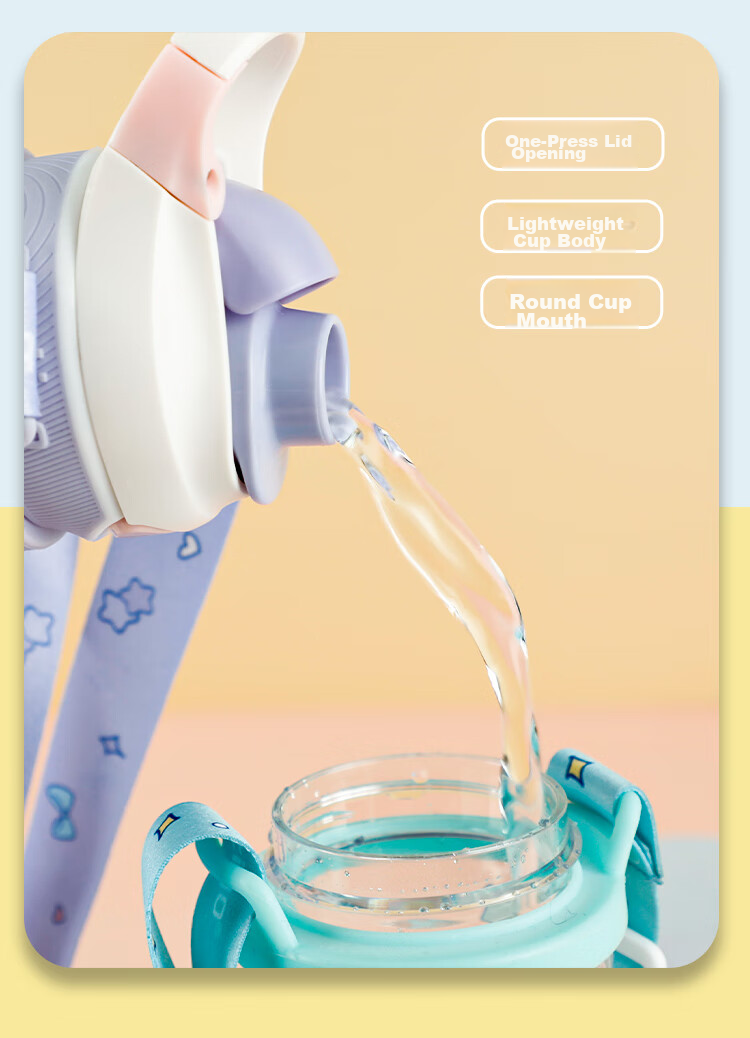 Contigo Plastic Cup, Student Sports Water Bottle, Dragon Mouth Drinking Cup, HBC-DEM112, Lemon Swimming Pool, 450ml 2