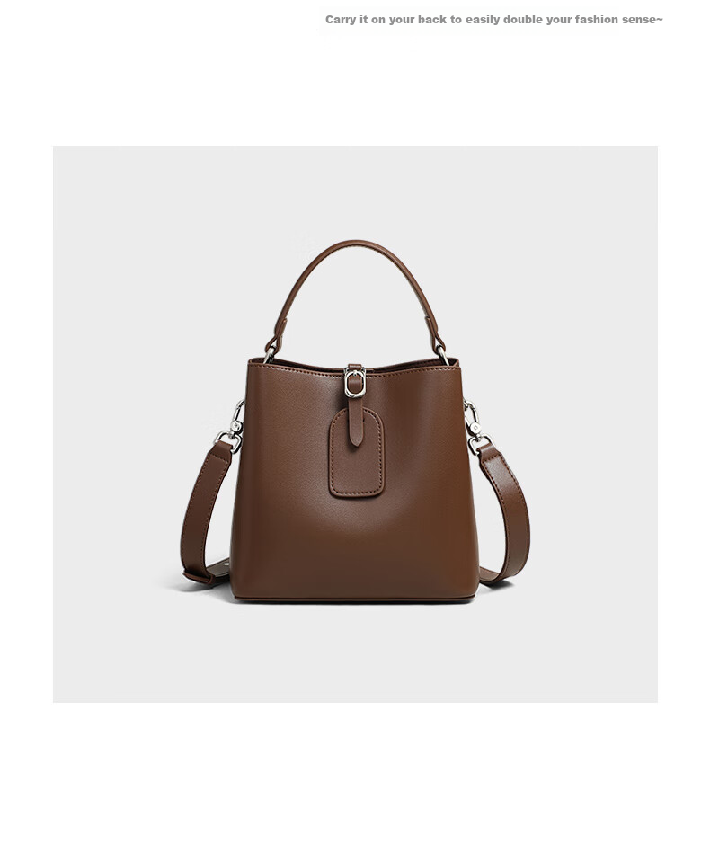 Viney Leather Handbag, Large Capacity Bucket Bag for Women, Tote Bag with Handles And Crossbody Strap, Practical Birthday And Mother's Day Gift for Mom 2
