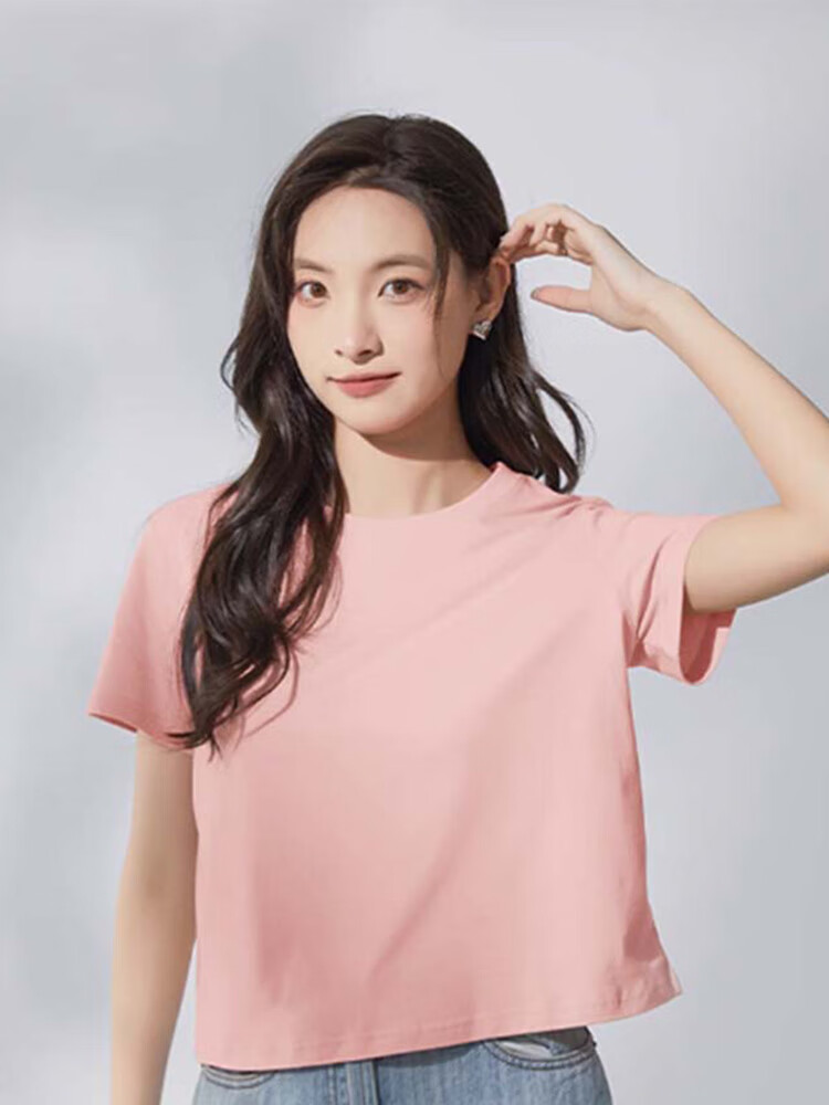 Baleno 100% Pure Cotton Short-Sleeve T-Shirt for Women, Loose-Fitting Short Style, Petite Casual Versatile Half-Sleeve Top for Summer 2026 3