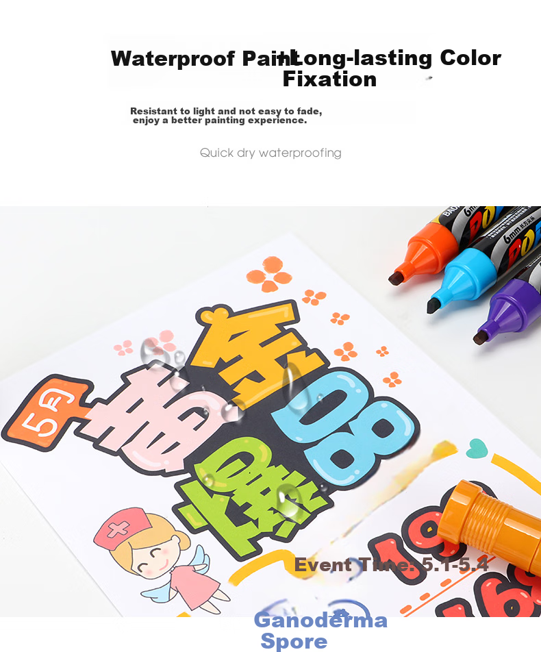 BAOKE MK860-6 12-Color POP Marker Set, Poster Advertising Paints, Colored Marker Pens, 6mm 4