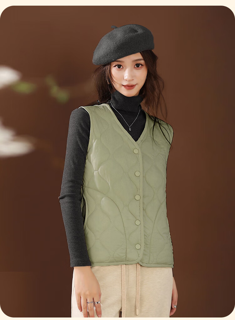 MiiOW Women's Vest 2025 New Autumn Winter Solid Color Versatile V-Neck Thickened Cashmere Warm Inner Vest Coat 14
