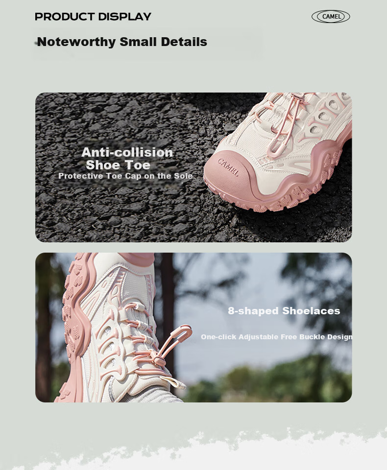 CAMEL [Wang Junkai's Style] Women's Hiking Shoes, Mechanical Version Outdoor Ugly-Cute Shoes, L25M202007, Silver/gray, Size 38 36