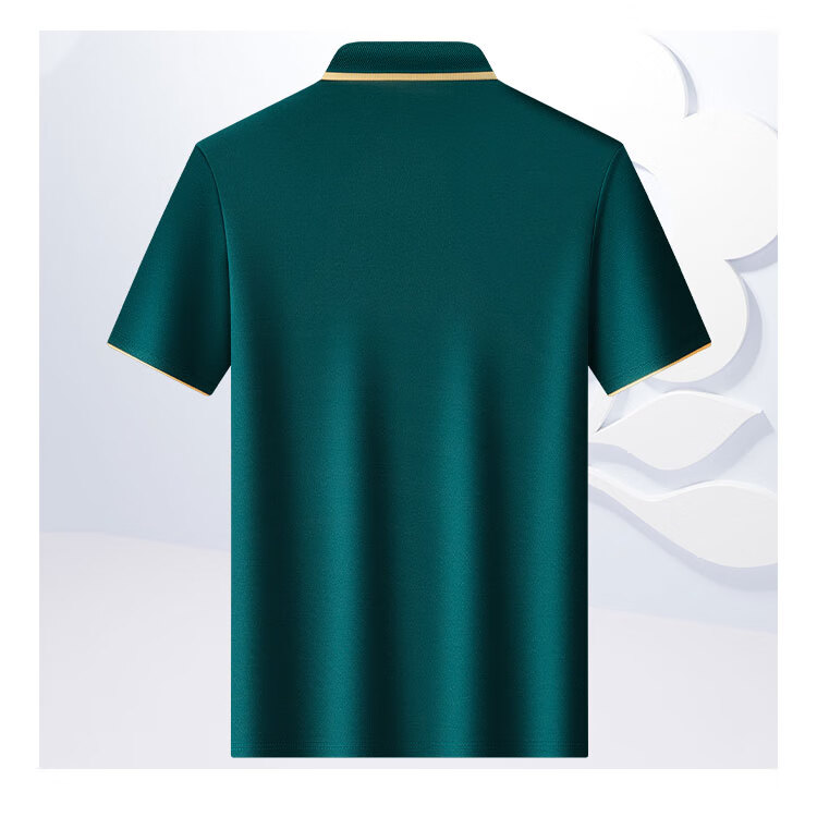 MONTAGUT Short-Sleeve Polo Shirt for Men, Summer Long-Staple Cotton Breathable Simple Casual Square Collar Business T-Shirt, Navy Blue, 2XL/54 5