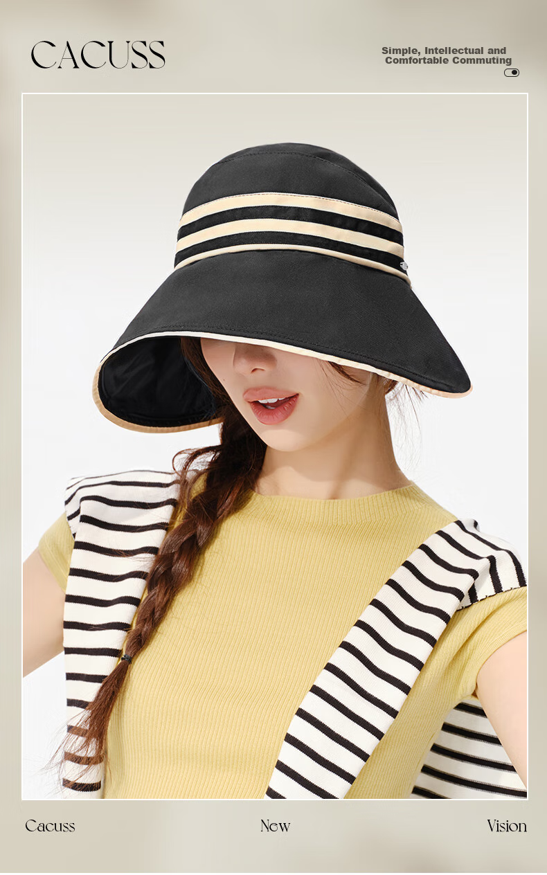 CACUSS Large Brim Open Top Outdoor UV Protection Sun Hat Summer Sports Hat for Men and Women Black 1