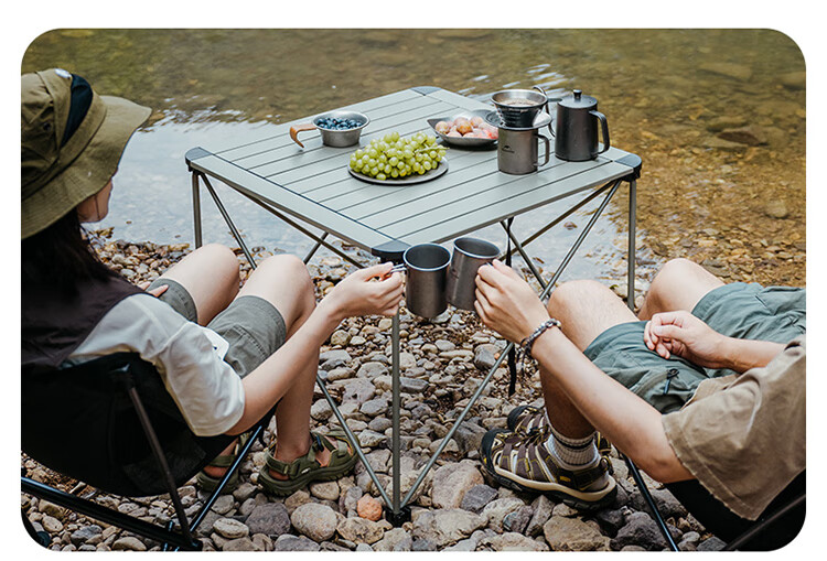 Naturehike Nuoke Mountain L03 Outdoor Ultralight Aluminum Alloy Portable Folding Camping Table Picnic Table_Titanium Color/L 10