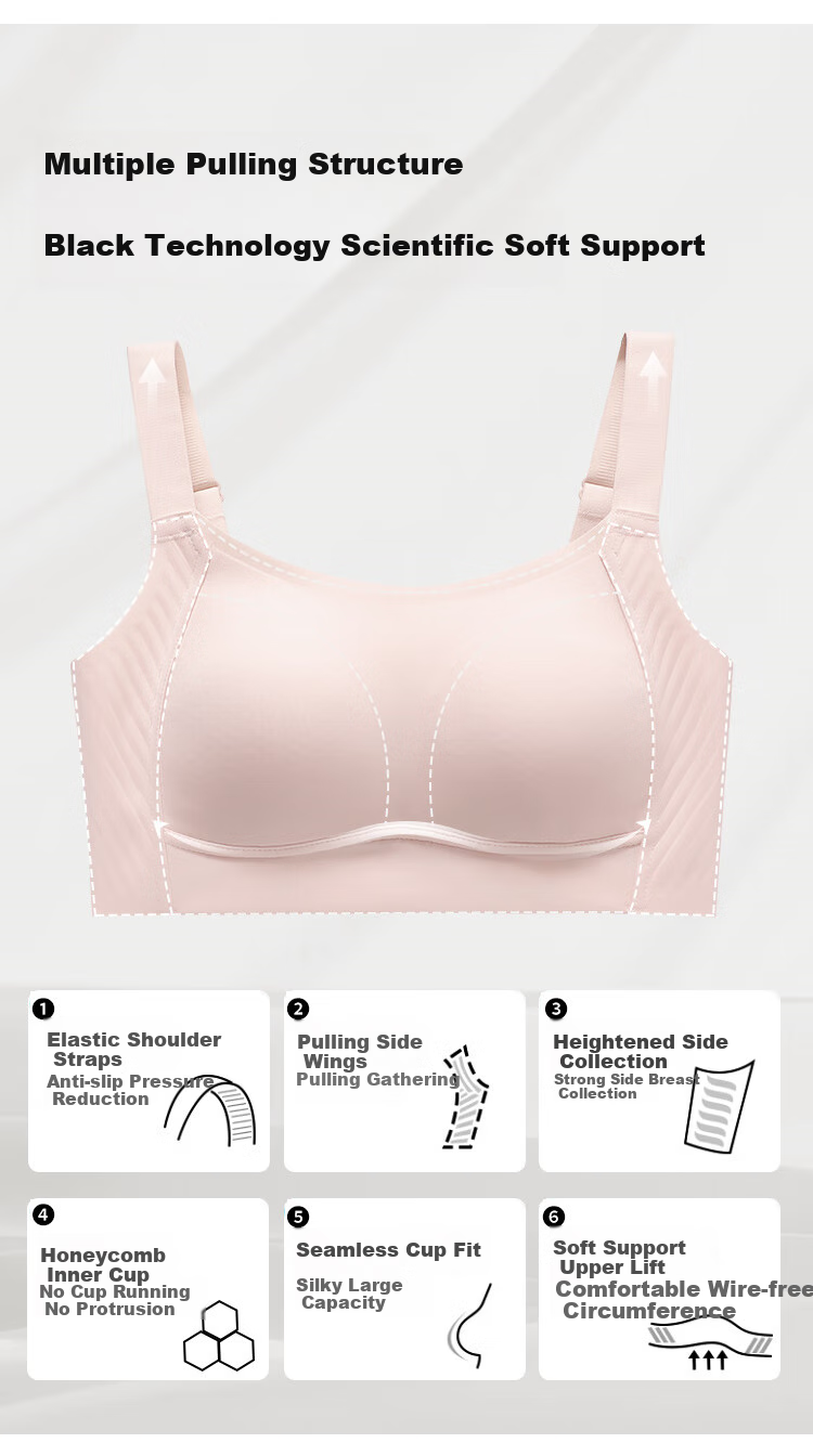 GRACEWELL Seamless Bare-Feel Full Coverage Bra for Large Breasts, Minimizing Effect, Honeycomb Breathable Thin Lift-Up Anti-Sagging Plus Size Brassiere 3