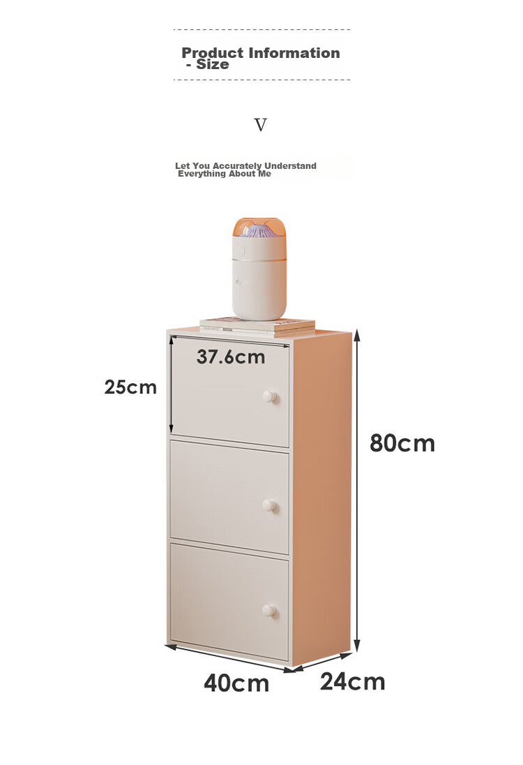 Yameile Floor-Standing Simple Bookshelf with Doors, Bedroom Study Balcony Bay Window Storage Cabinet, Three-Door 21
