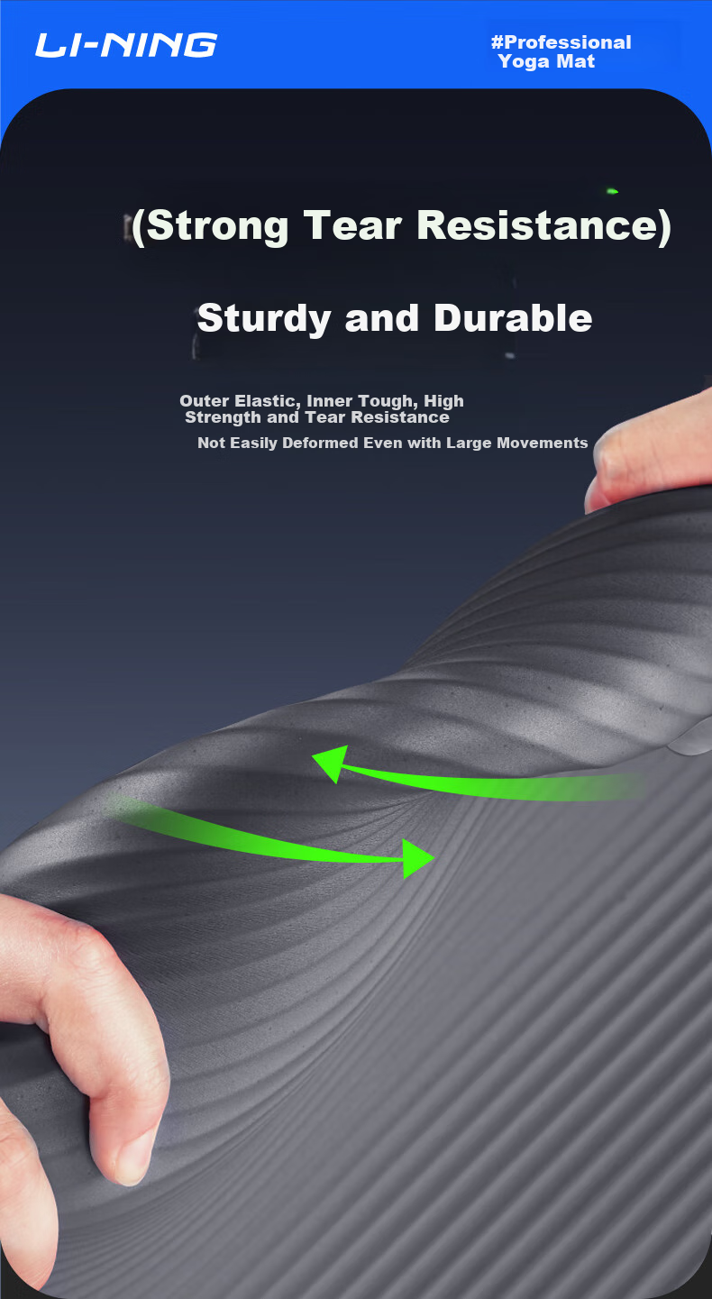 Li-Ning Yoga Mat for Men, Fitness Mat, Non-Slip Shock-Absorbing Aerobics Soundproof Exercise Thickened Home Use Sit-Up Dance Mat 6