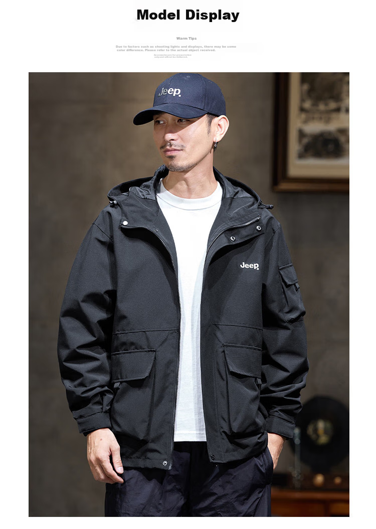 JEEP 2026 Outdoor Mountain-Style Spring And Autumn Men's Sports Jacket, Loose-Fitting Hooded Cardigan Coat for Me 9