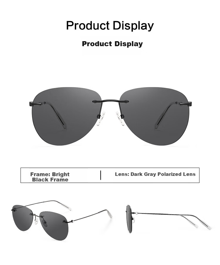Bertha Polarized Sunglasses for Men, Imported Titanium Material, Specialized for Driving, Photochromic, Frameless, Ultra-Light, for Driving And Fishing 28