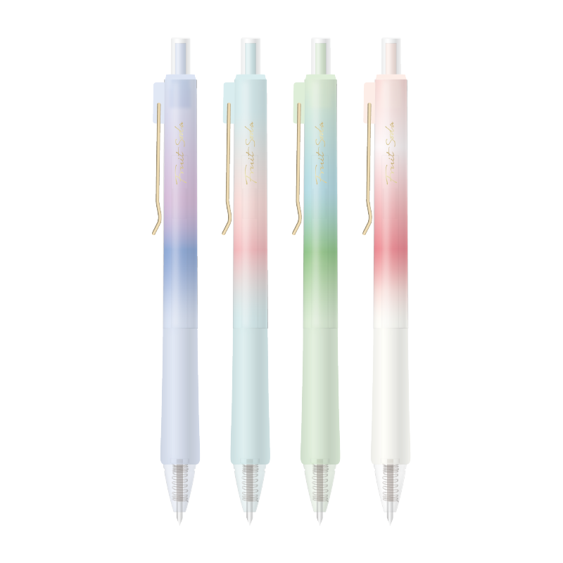 MASMARCU Morning Light Bubble Fruit Retractable Quick-Drying 0.5mm Gel Pen Large Capacity Exam Writing ST Tip Smooth Black Ink Pen 4 Pcs/set AGPJ7234