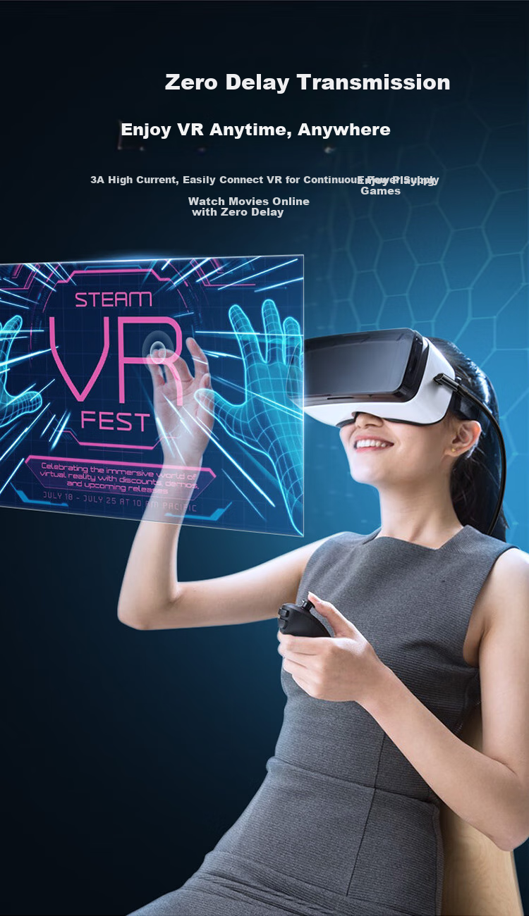CABLE CREATION Elbow Double Type-C Cable USB3.2 Camera Connection Oculus Quest2 Data Cable Piconeo3/4 VR Headset Glasses Streaming Compatible Sony Fuji 5 Meters 4