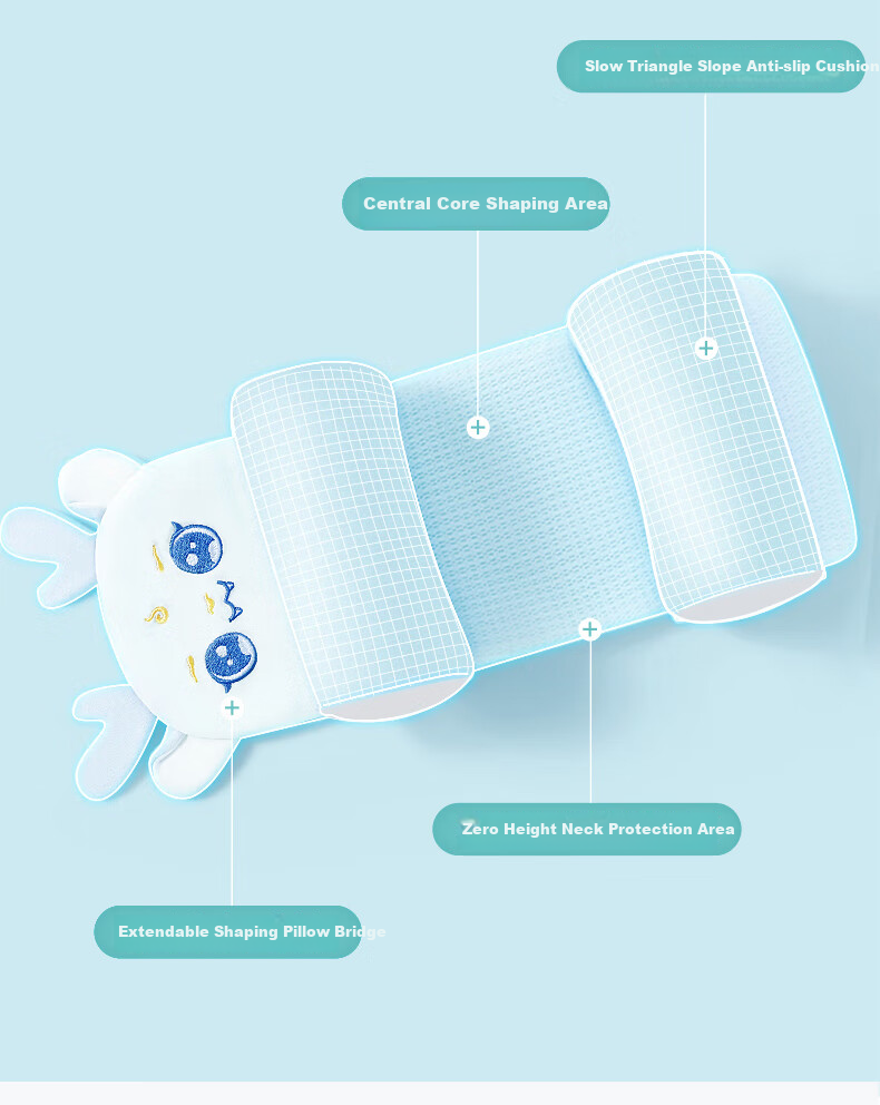Qicaiboshi Baby Shaping Pillow, Newborn Xiaomi Correction Flat Head Type, Spring And Summer Style, for Babies Aged 0-1 Years Old, Tencel Children's Pillow 12