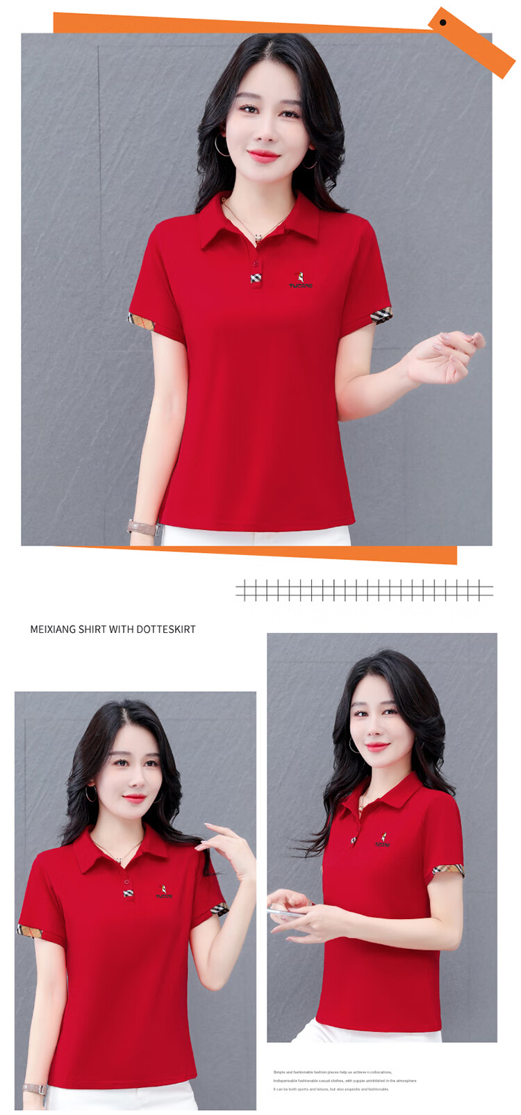 Woodpecker Women's Summer New Polo Shirt Short Sleeve Turn-down Collar T-shirt Pure Cotton Slim Fit Sports Casual Top Black XL 9