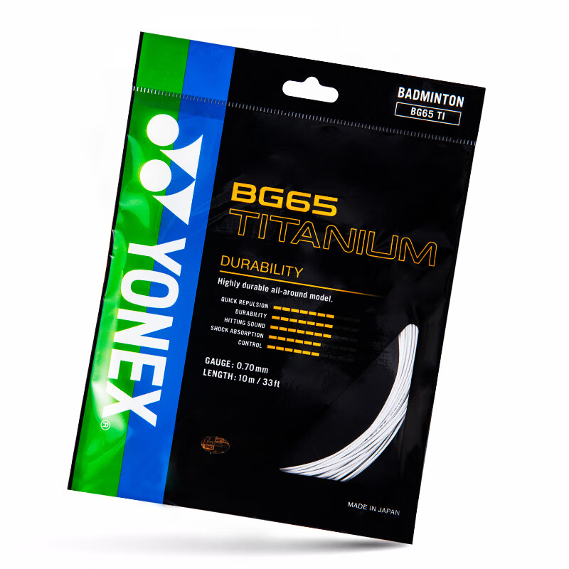 YONEX Badminton String, Durable High-Tension Competition And Training Strength Type, BG65Ti-011, White