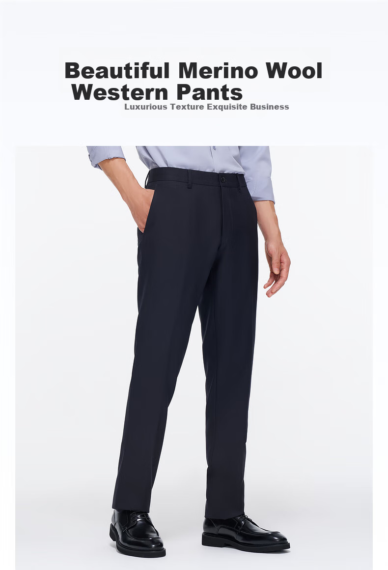 Goldlion [Pure Wool] Spring And Summer Men's Dark Twill Jacquard Slim Fit Business Formal Dress Pants 1