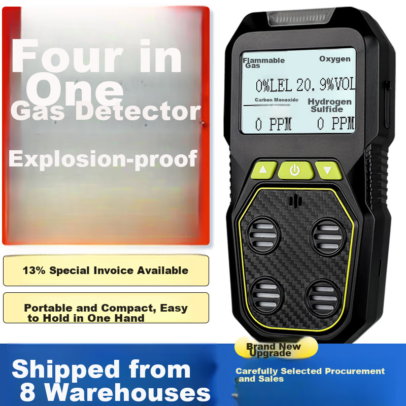 Kailu Handheld Four-In Gas Detector for Combustible Gas, Oxygen, Hydrogen Sulfide, Carbon Monoxide And Hazardous Gas Alarm