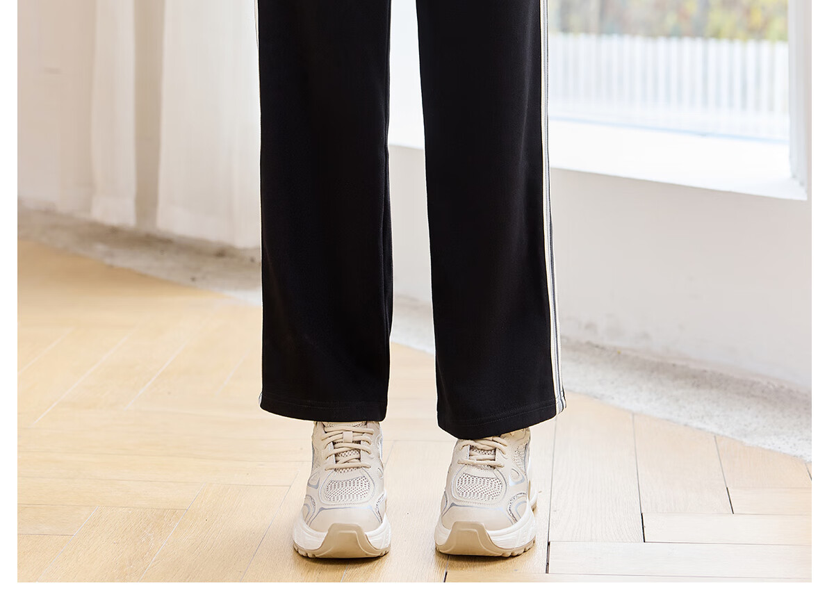 Halo Queen Casual Wide-Leg Pants for Women with Side Stripes Design, High-Waisted Loose Straight-Leg Trousers for Petite Figures H143K2003 14