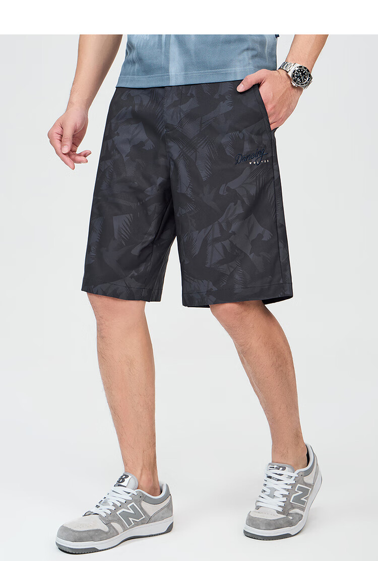 DANCING WOLVES [National Trend All-Over Print] Summer Quality Dark Pattern All-Over Print Loose Breathable Casual Shorts for Men, 102 Dark Blue, Size 32 9
