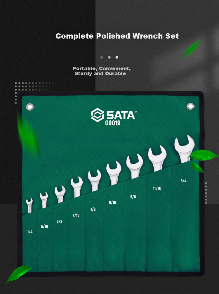 SATA 23-Piece Fully Polished Open-End And Box-End Wrench Set, High Torque, High Hardness, 6-32mm, 09027 1