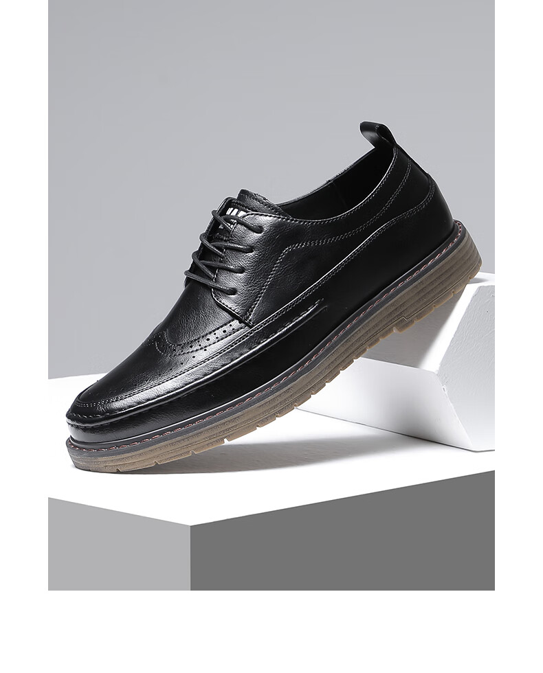 MARK FAIRWHALE Leather Shoes for Men, Spring Breathable British Retro Business Formal Shoes, New Style 2025, Black, Size 42 1