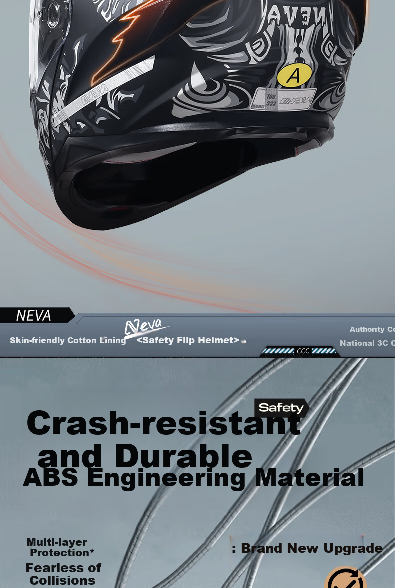 NEVA DOT Certified A1 Class Motorcycle Helmet Flip-up Winter Warm Anti-fog Dual Lens Safety Helmet 6