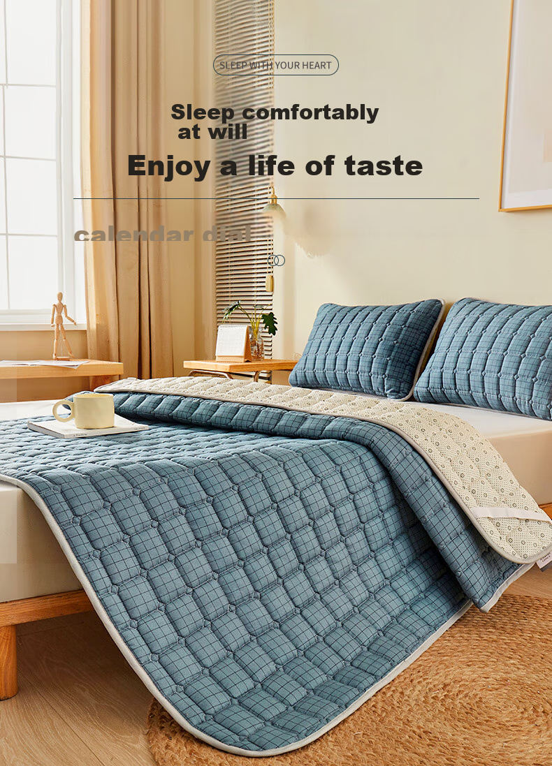 Grace Mattress Pad, Soft Bedding, Non-Slip, Foldable, Student Bed Mat, Blue, 1.8m 1
