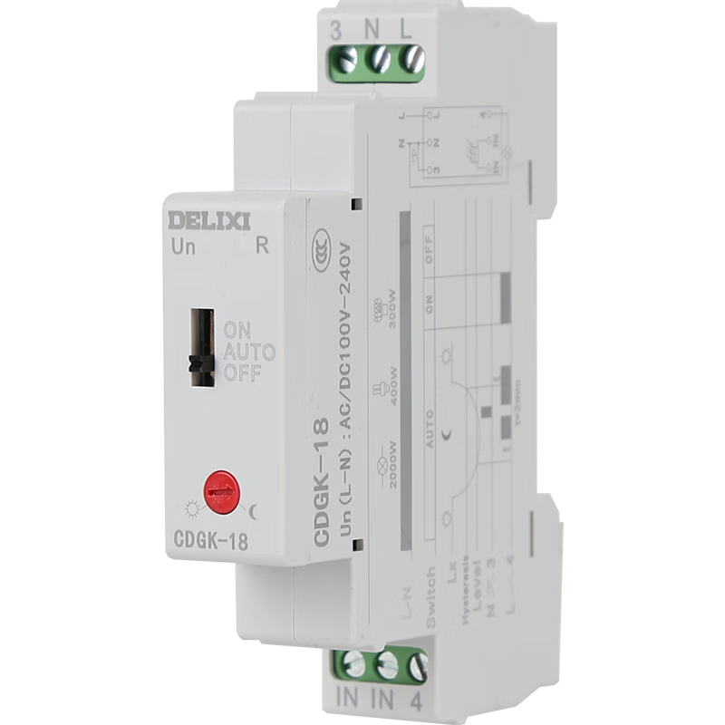 DELIXI ELECTRIC, Track-Type Photoelectric Switch AC/DC 100V-240V, Automatic On/off Street Light Controller for Nightfall, CDGK-18