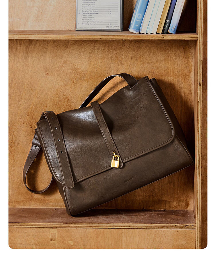 JONBAG Street-Style Flip-Top Briefcase Lock Shoulder Bag, Large Capacity, Fashionable Versatile Commuter Birthday Gift for Wife 5