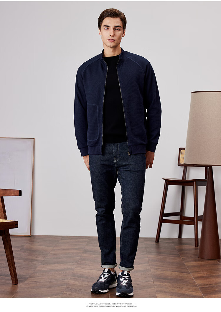 FIRS Waffle Texture Jacket for Men, Thickened Stand Collar Business Commute Skin-Friendly Soft Coat for Spring And Autum 2
