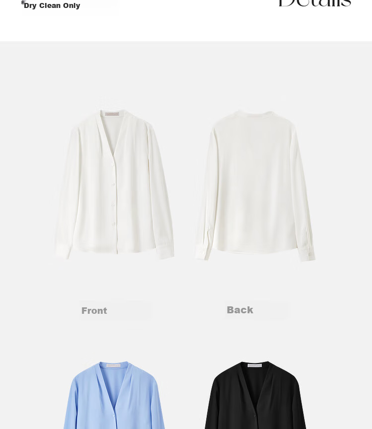 Sentubila Chiffon Blouse for Women, Spring And Autumn Elegant Office V-Neck Shirt, Slimming Loose Long-Sleeve Top, Off-White, M 22