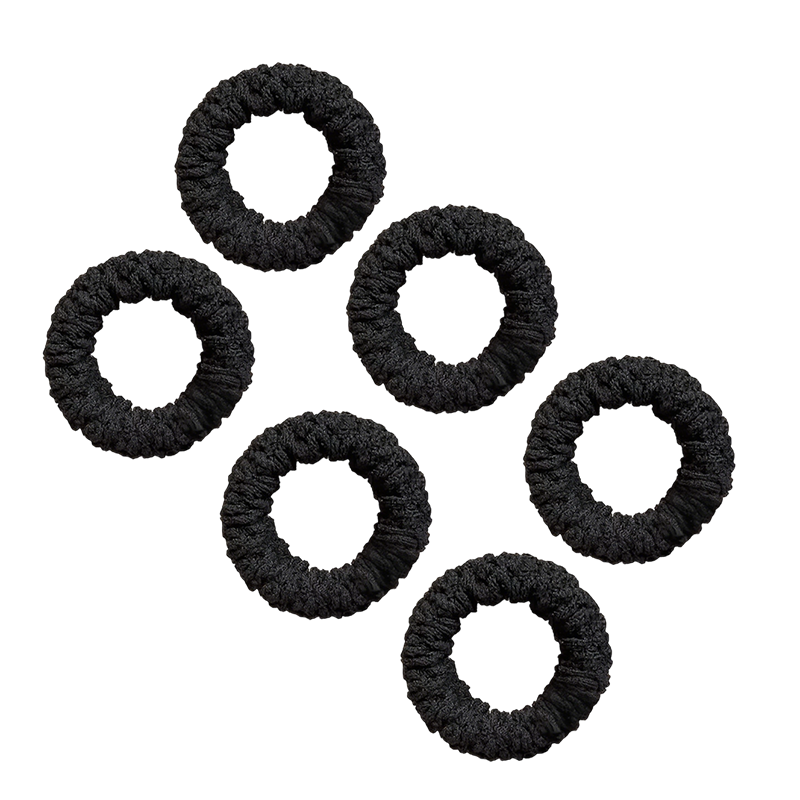 Jiaoxuefei Black Extra Wide Thick Seamless Hair Ties, 6 Pieces, Ponytail Holders, Rubber Bands, Hair Rings, Hair Accessories, Hair Elastics, Autumn And Winter Style